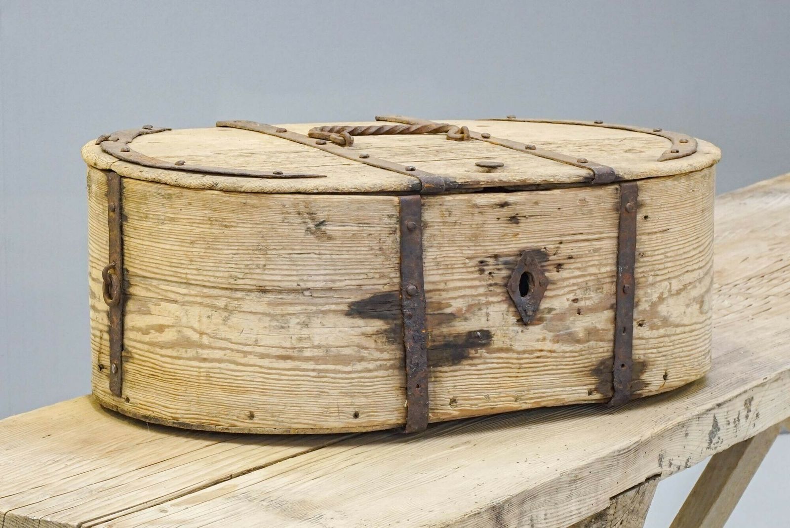 Metal Bound Box, 1800s, Iron, Antique photo Home Decor