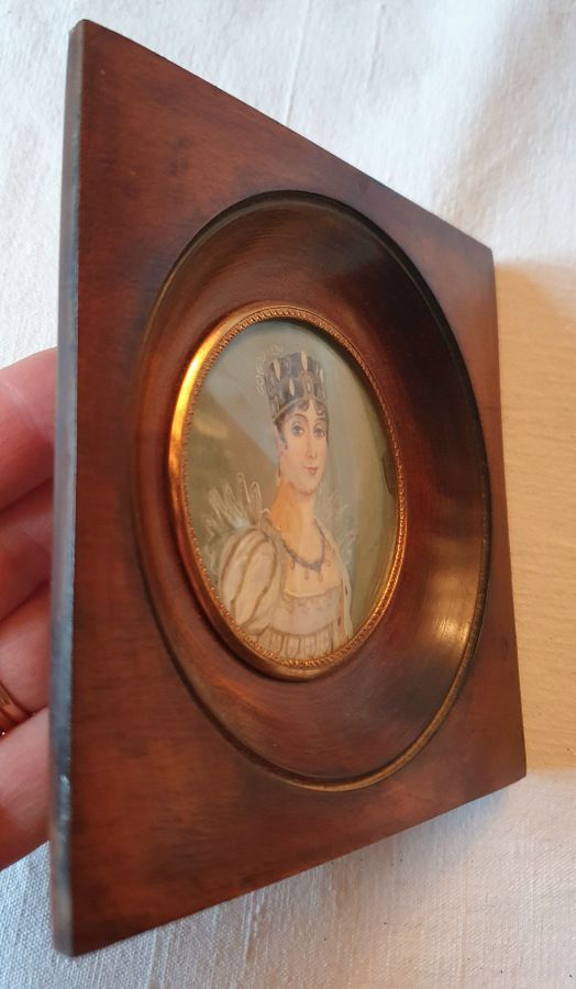 Miniature Medallion Josephine De Beauharnais Portrait Napoleon III Ivory Painted photo buy