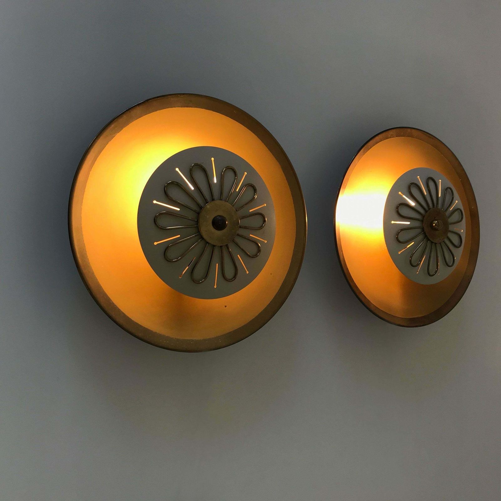 Set Of Two Mid Century Modern Wall Lamps Or Flush Mounts By Wila, 1950s, Germany photo for sale
