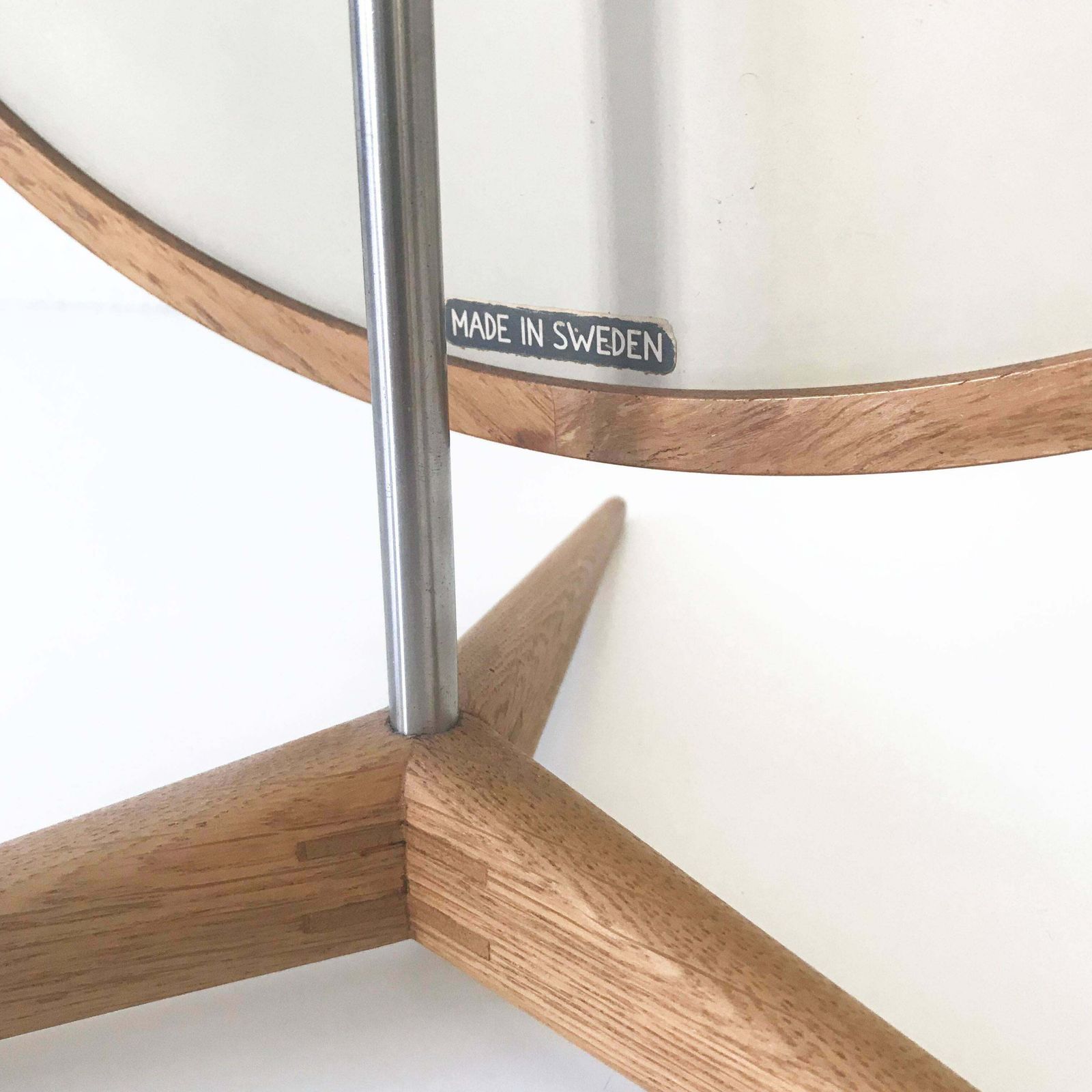 Elegant Oak Table Mirror By Uno & östen Kristiansson For Luxus Sweden 1960s photo vintage