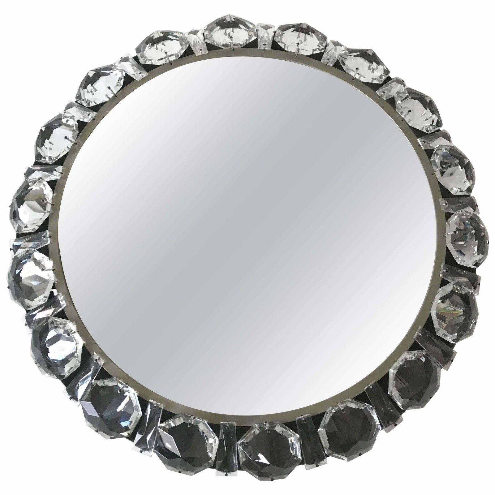photo for sale Elegant Mid Century Modern Circular Backlit Wall Mirror By Palwa Germany 1960s
