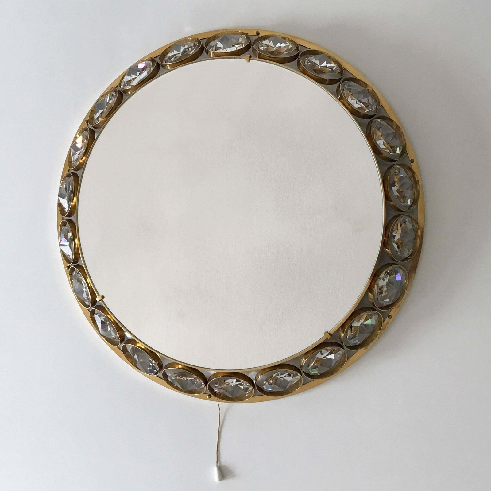 Elegant Mid Century Modern Circular Backlit Wall Mirror By Palwa Germany 1960s photo for sale