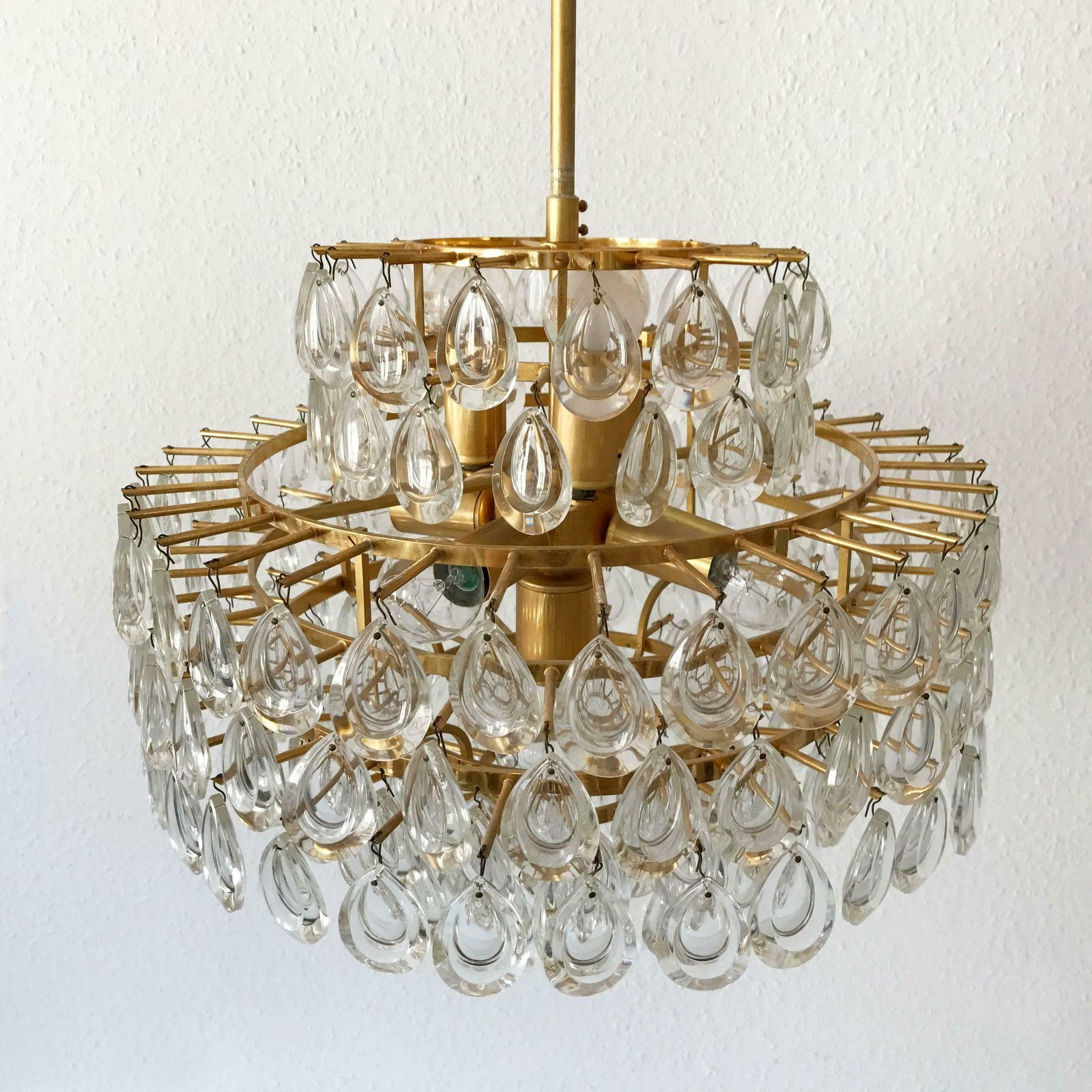 photo furniture Seven Tiered Gilt Brass Chandelier Or Pendant Lamp By Palwa Germany 1960s