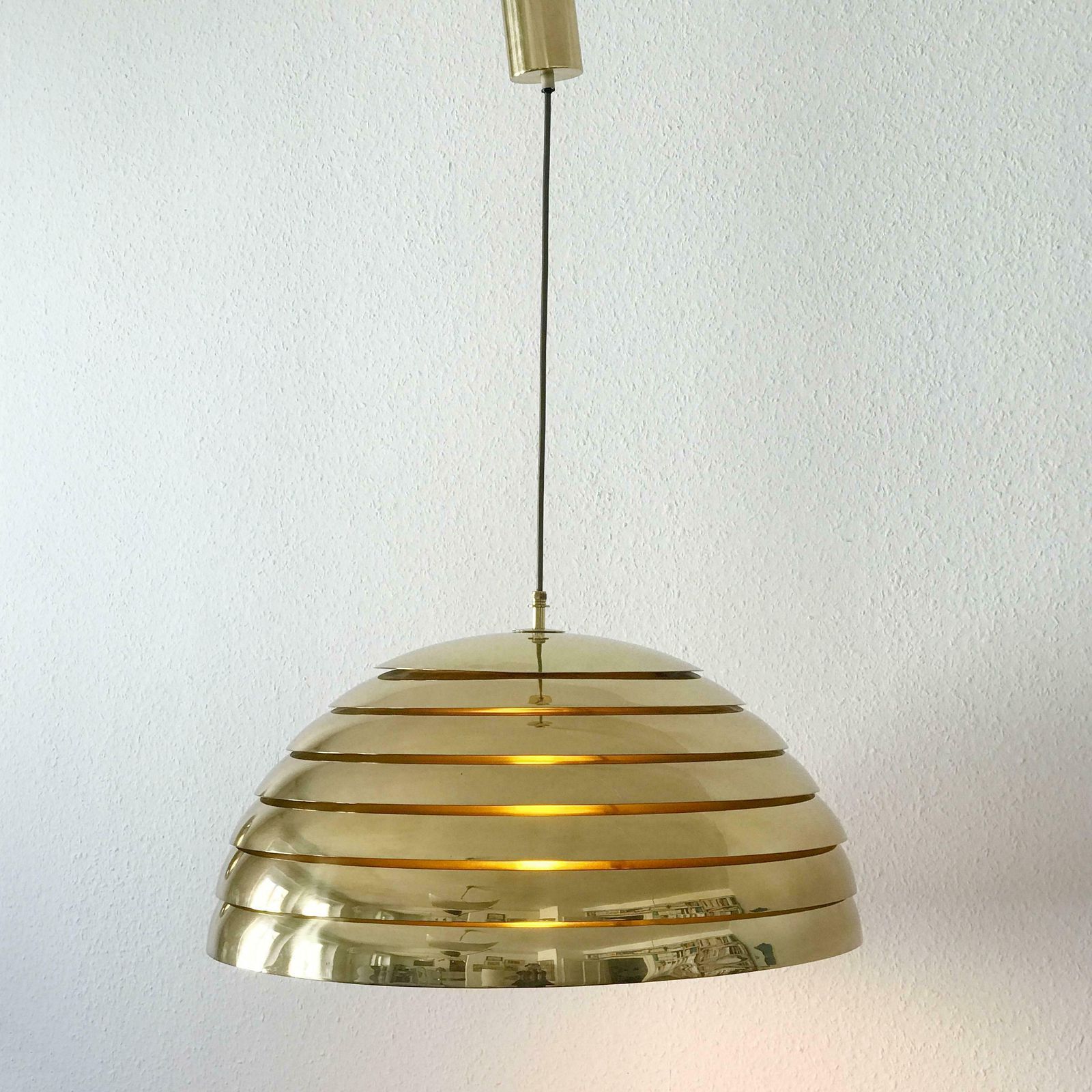 Large Mid Century Modern Brass Pendant Lamp By Vereinigte Werkstätten München photo 3133.0