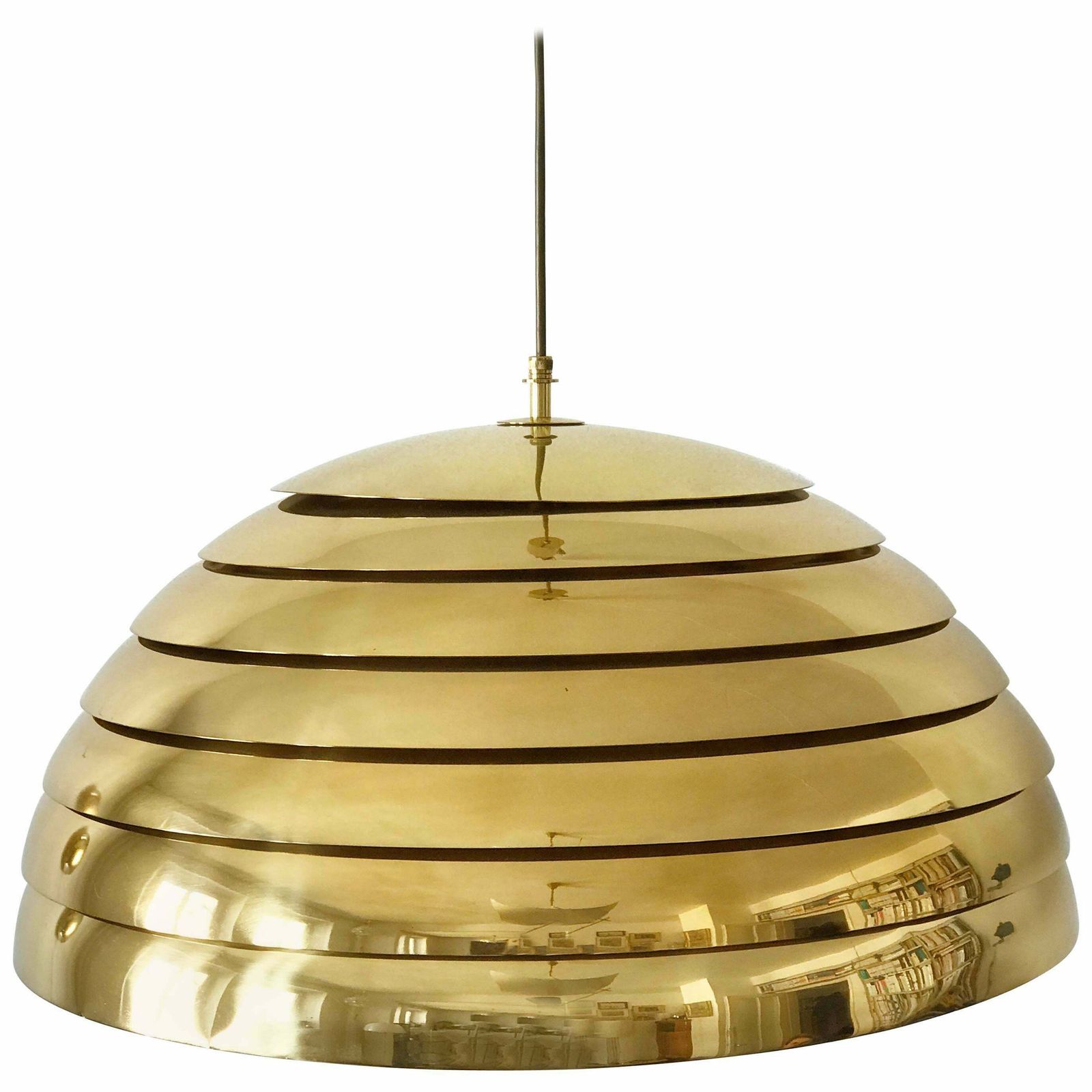 photo furniture Large Mid Century Modern Brass Pendant Lamp By Vereinigte Werkstätten München