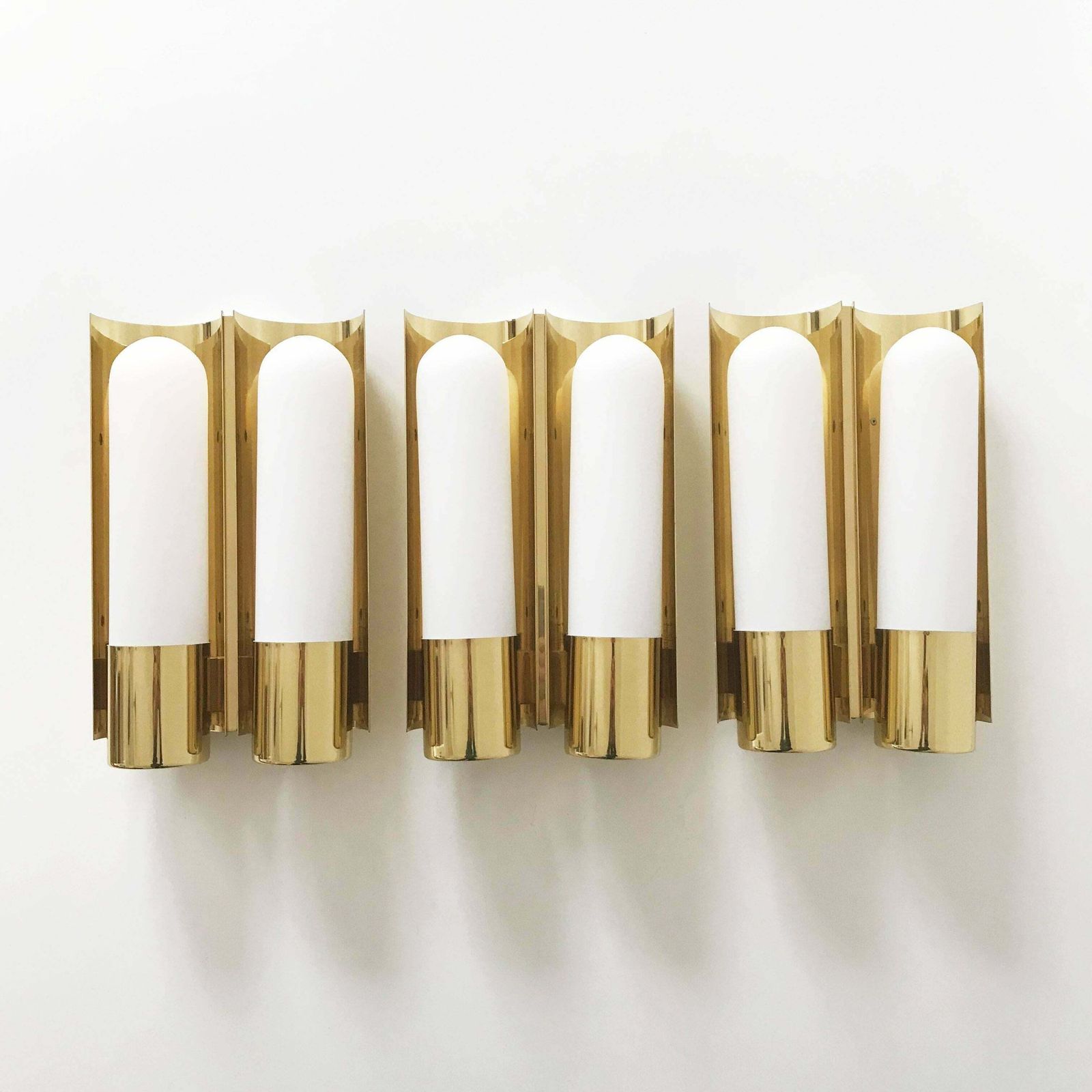 photo furniture Brass And Opaline Glass Wall Light By Glashütte Limburg Germany 1980s