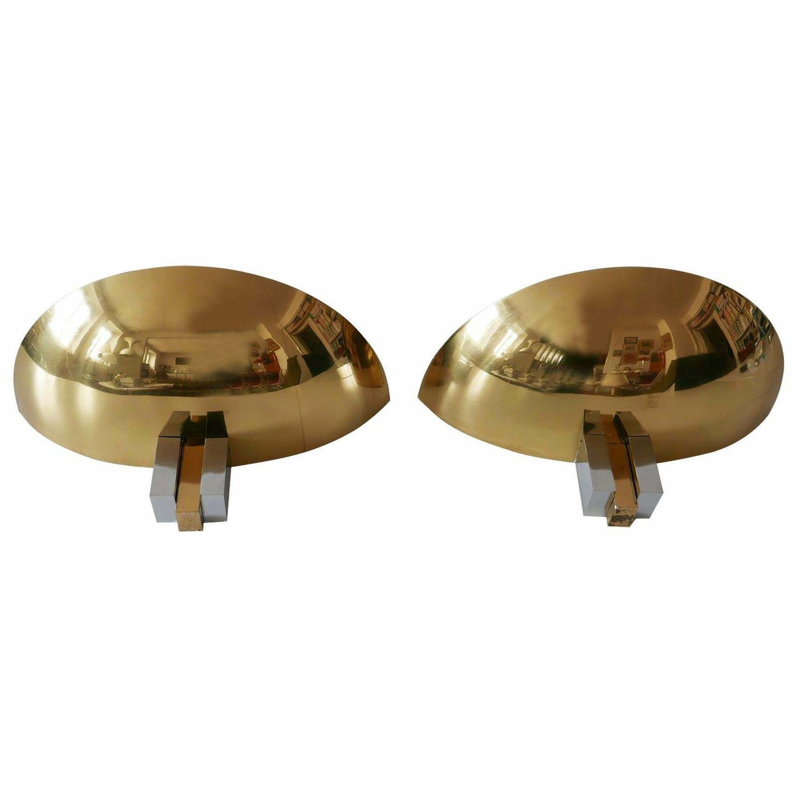 Set Of Two Midcentury Brass Wall Lamps Or Sconces By Art Line, 1980s, Germany photo Lighting