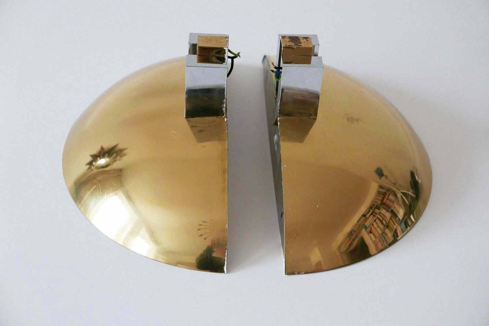 Set Of Two Midcentury Brass Wall Lamps Or Sconces By Art Line, 1980s, Germany photo vintage