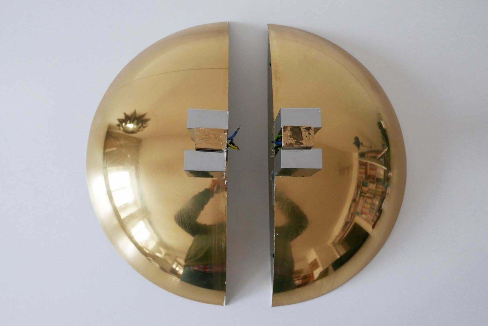 photo for sale Set Of Two Midcentury Brass Wall Lamps Or Sconces By Art Line, 1980s, Germany