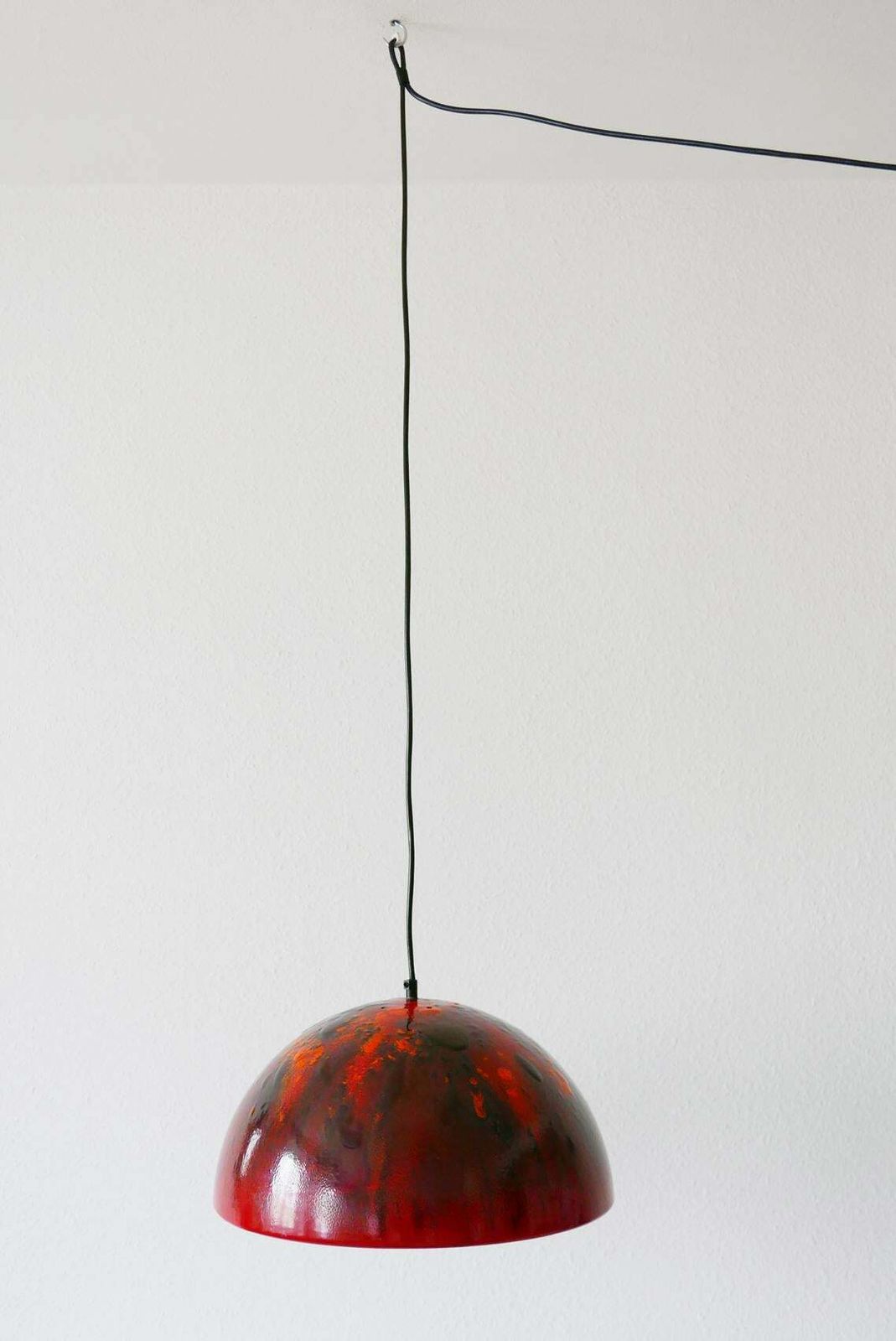 photo for sale Large And Elegant Mid Century Modern Enamelled Pendant Lamp Dome, 1960s, Denmark