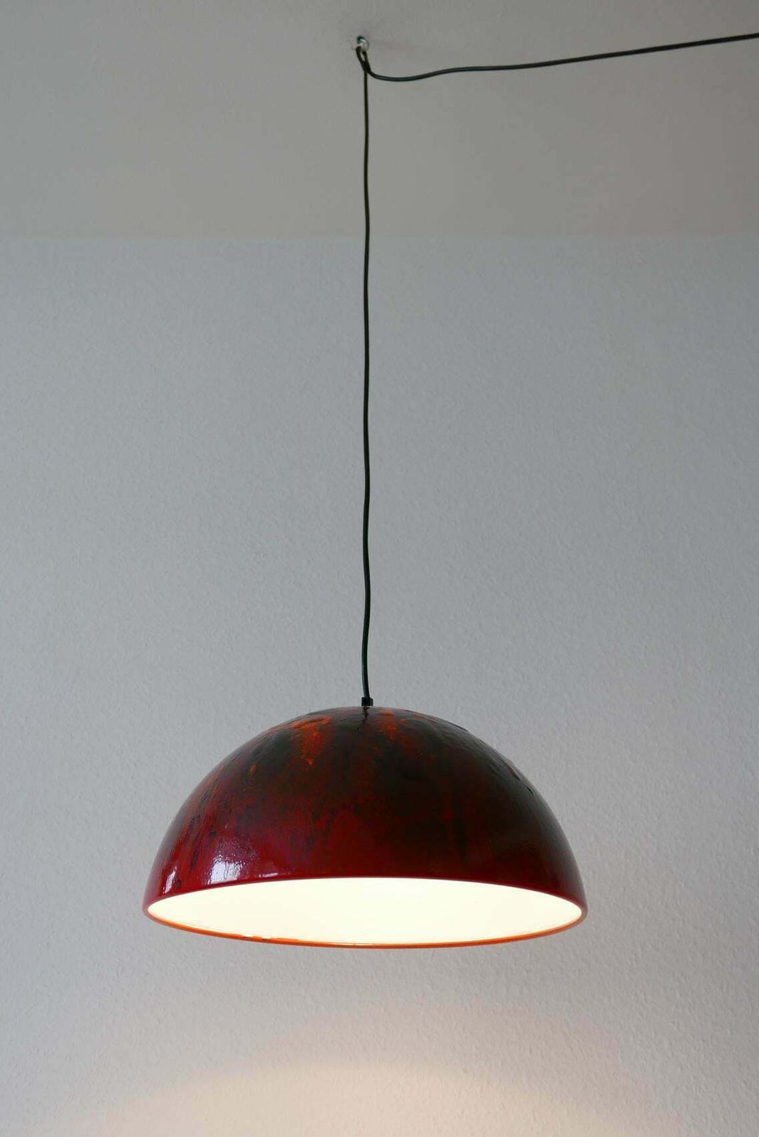 1635.0 Large And Elegant Mid Century Modern Enamelled Pendant Lamp Dome, 1960s, Denmark photo