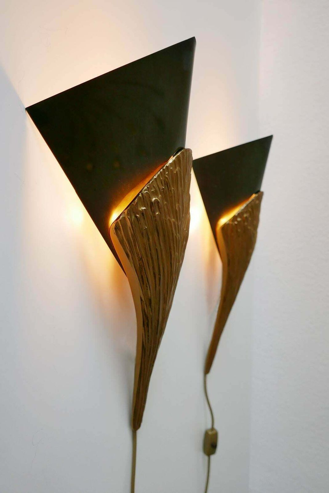 Set Of 2 Large Bronze Nefertiti Sconces By Chrystiane Charles For Charles Paris photo Lighting