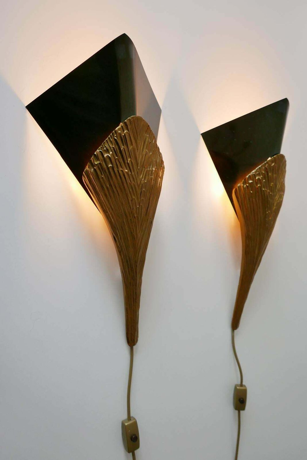 Lighting Set Of 2 Large Bronze Nefertiti Sconces By Chrystiane Charles For Charles Paris photo