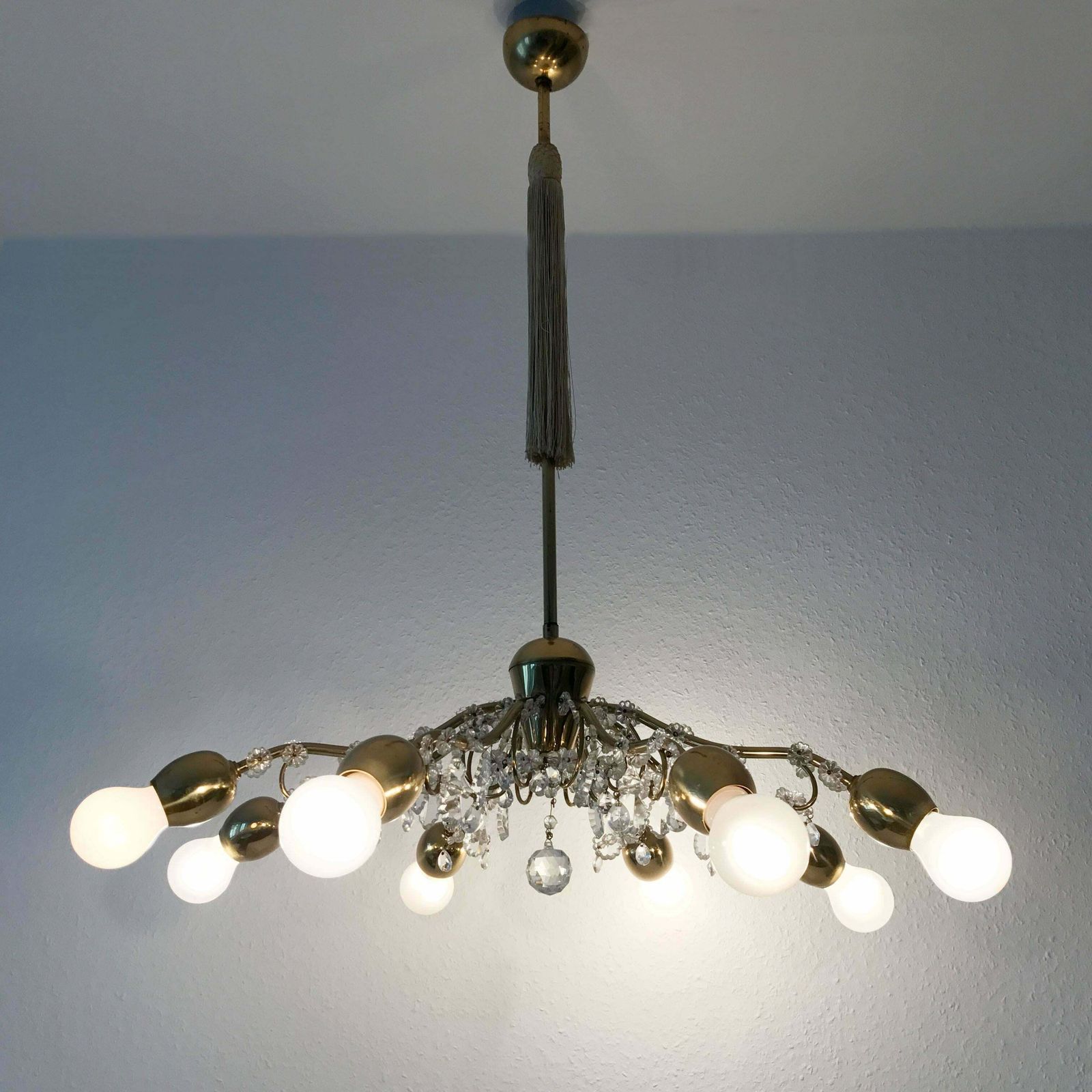 Eight Armed Sputnik Chandelier Or Pendant Lamp Bud By J.&L. Lobmeyr Vienna 1950s