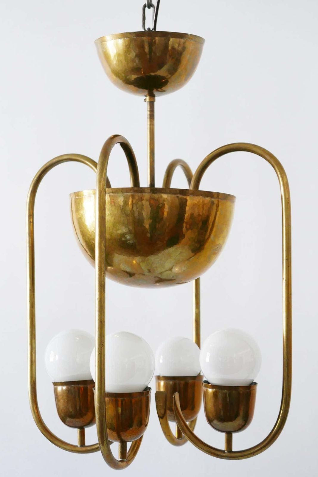 Unique Bauhaus Art Deco Brass Chandelier Or Pendant Lamp By Hayno Focken 1930s photo Lighting