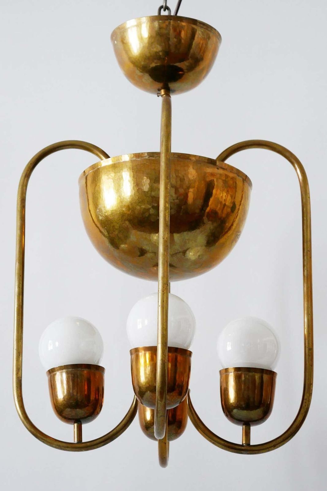 Unique Bauhaus Art Deco Brass Chandelier Or Pendant Lamp By Hayno Focken 1930s photo buy