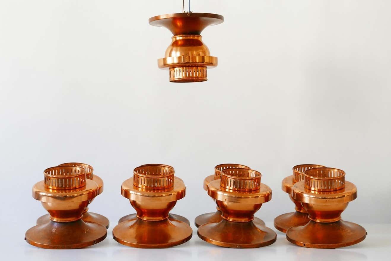 Elegant Mid Century Modern Copper Ceiling Lamps Or Flush Mounts, 1960s, Denmark photo furniture