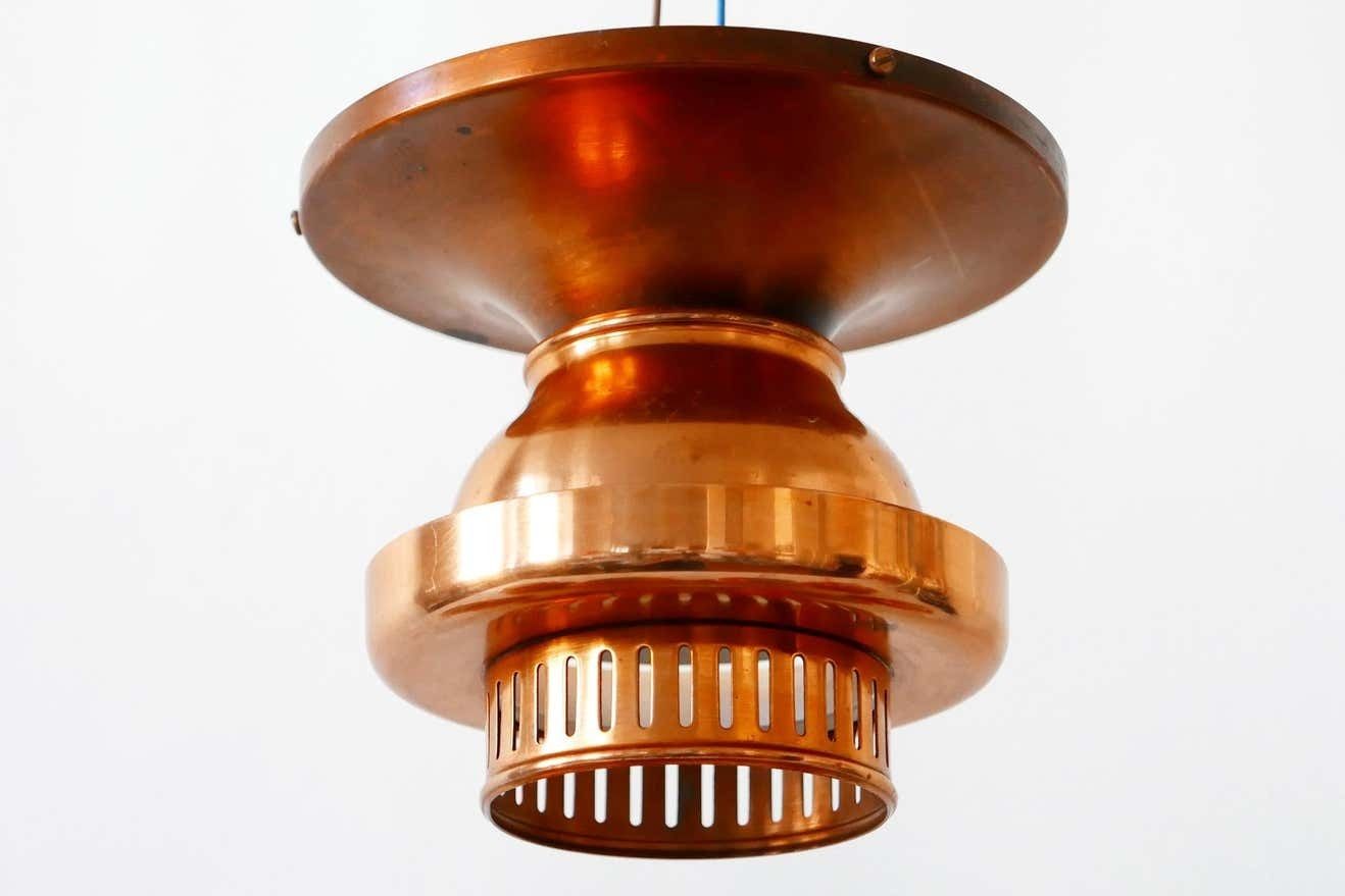 Elegant Mid Century Modern Copper Ceiling Lamps Or Flush Mounts, 1960s, Denmark photo vinterior