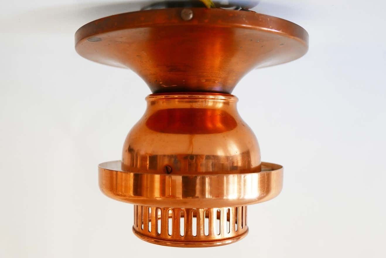photo for sale Elegant Mid Century Modern Copper Ceiling Lamps Or Flush Mounts, 1960s, Denmark