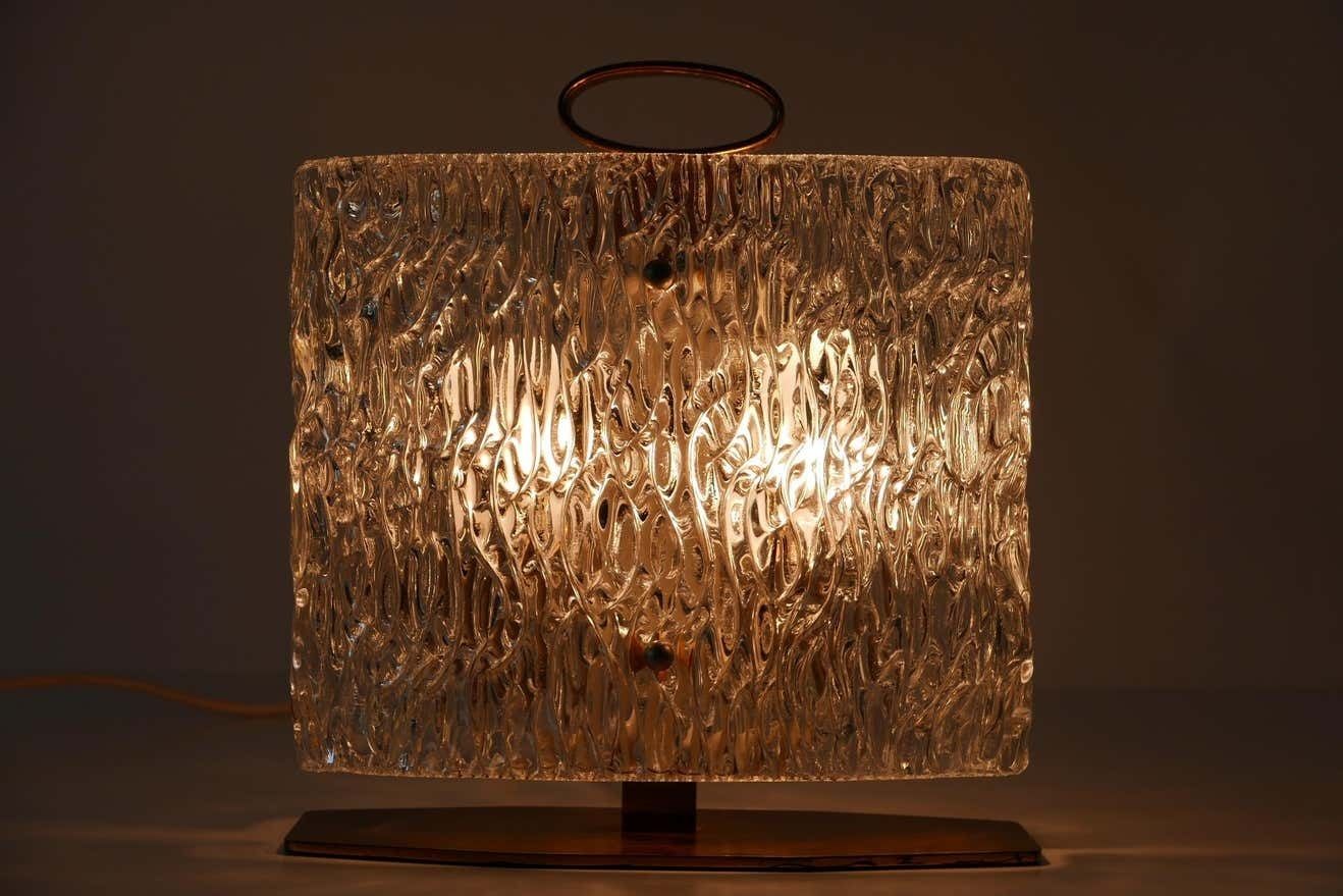 Exceptional Mid Century Modern Table Lamp With Ice Glass Shade, 1950s, Italy photo furniture