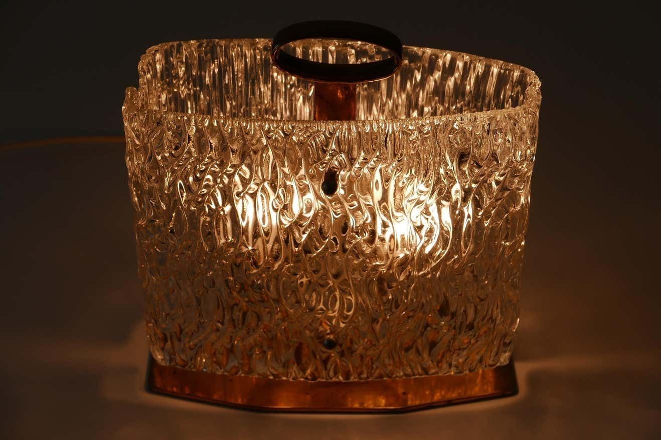 photo buy Exceptional Mid Century Modern Table Lamp With Ice Glass Shade, 1950s, Italy