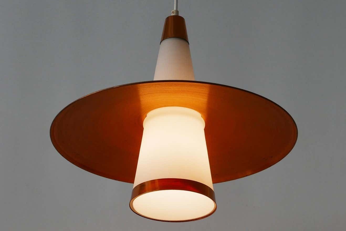 Mid Century Modern Sputnik Copper & Opaline Glass Pendant Lamp Ufo 1950s Denmark photo furniture
