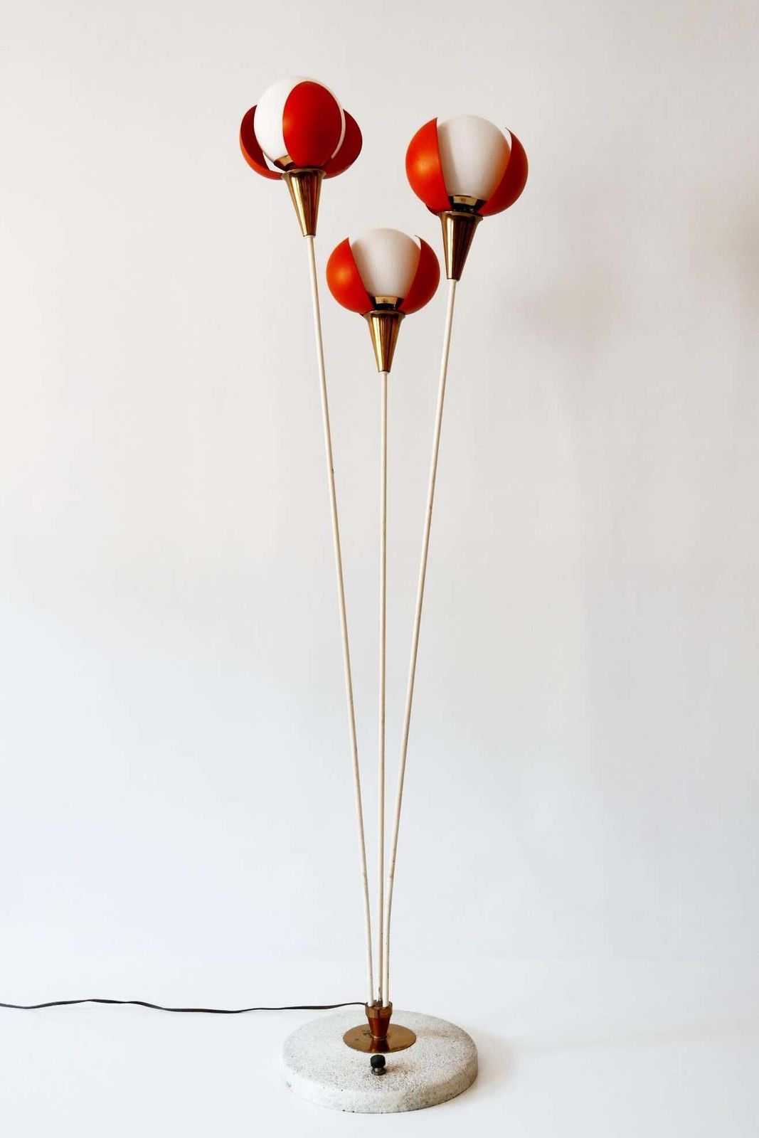 photo vintage Amazing Mid Century Modern Three Flamed Floor Lamp Buds, 1950s, France