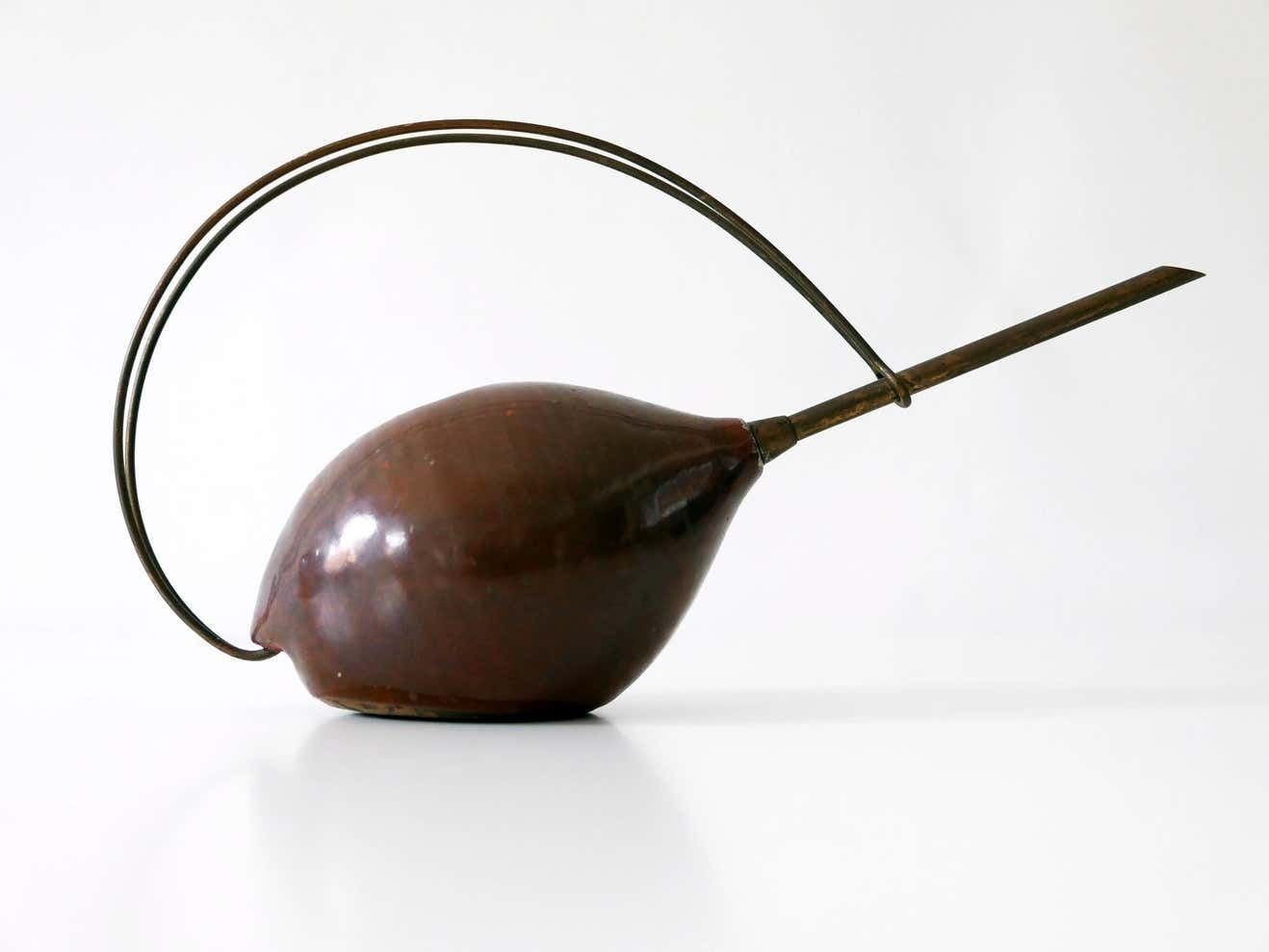 Lovely Mid Century Modern Ceramic And Brass Watering Can, 1950s, Germany photo vinterior