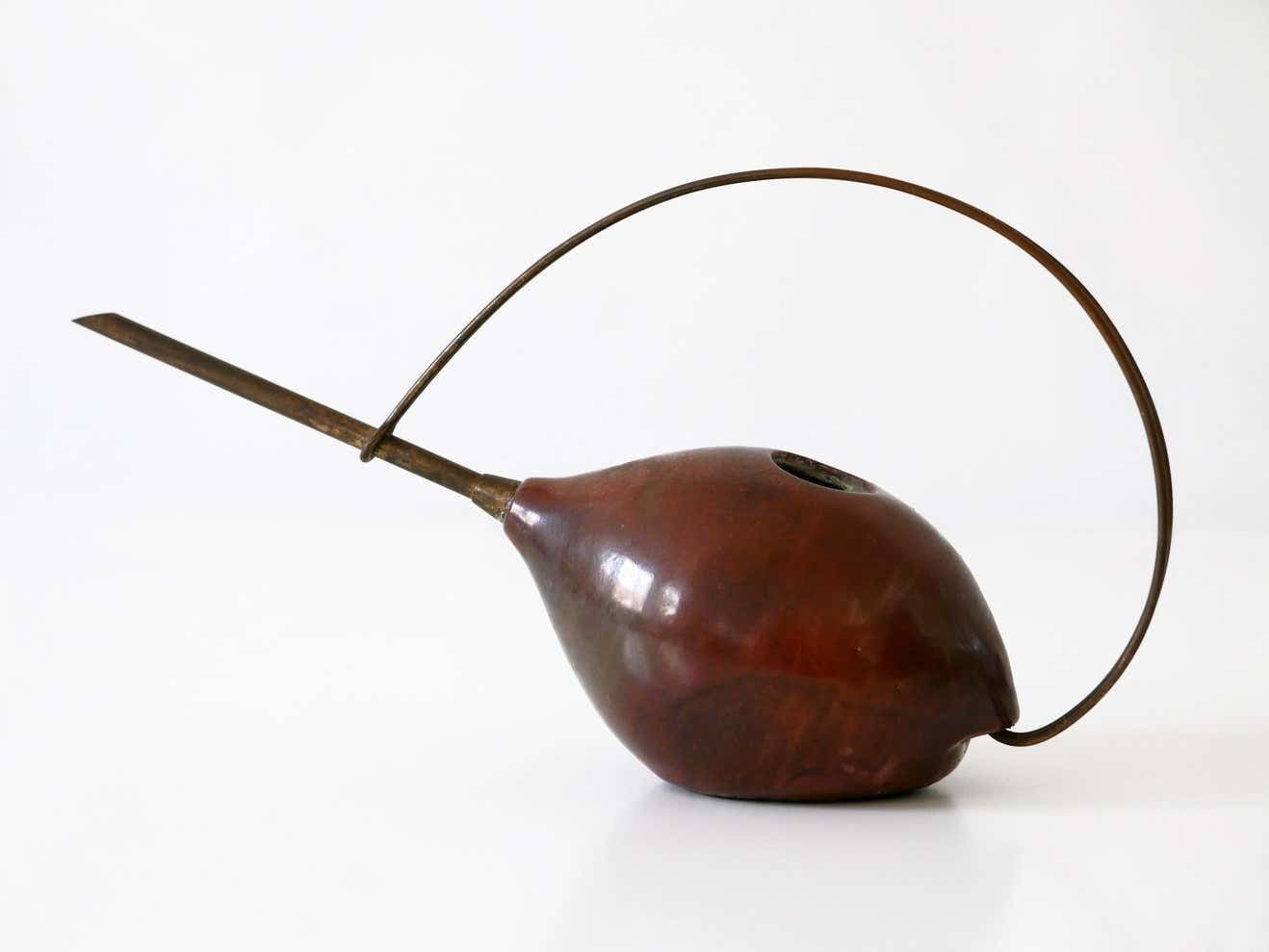 photo for sale Lovely Mid Century Modern Ceramic And Brass Watering Can, 1950s, Germany
