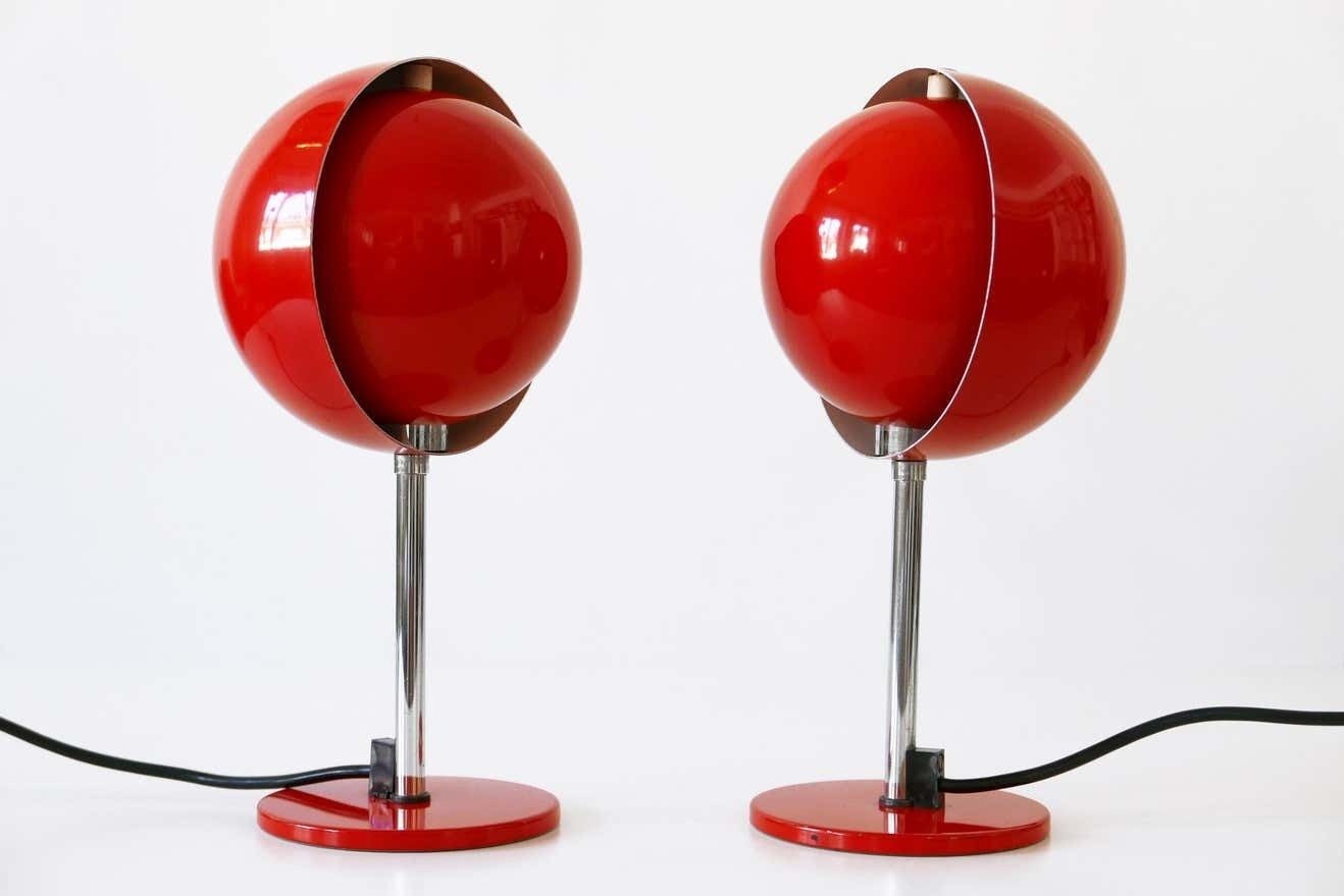 Set Of Two Mid Century Modern Moon Table Lamps By Hustadt Leuchten 1960s Germany photo for sale