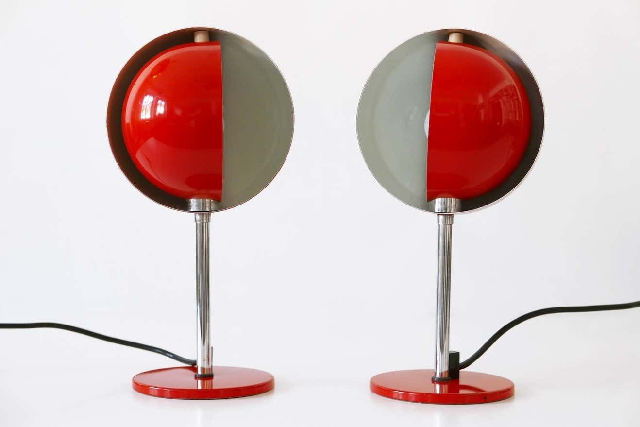 Set Of Two Mid Century Modern Moon Table Lamps By Hustadt Leuchten 1960s Germany photo buy
