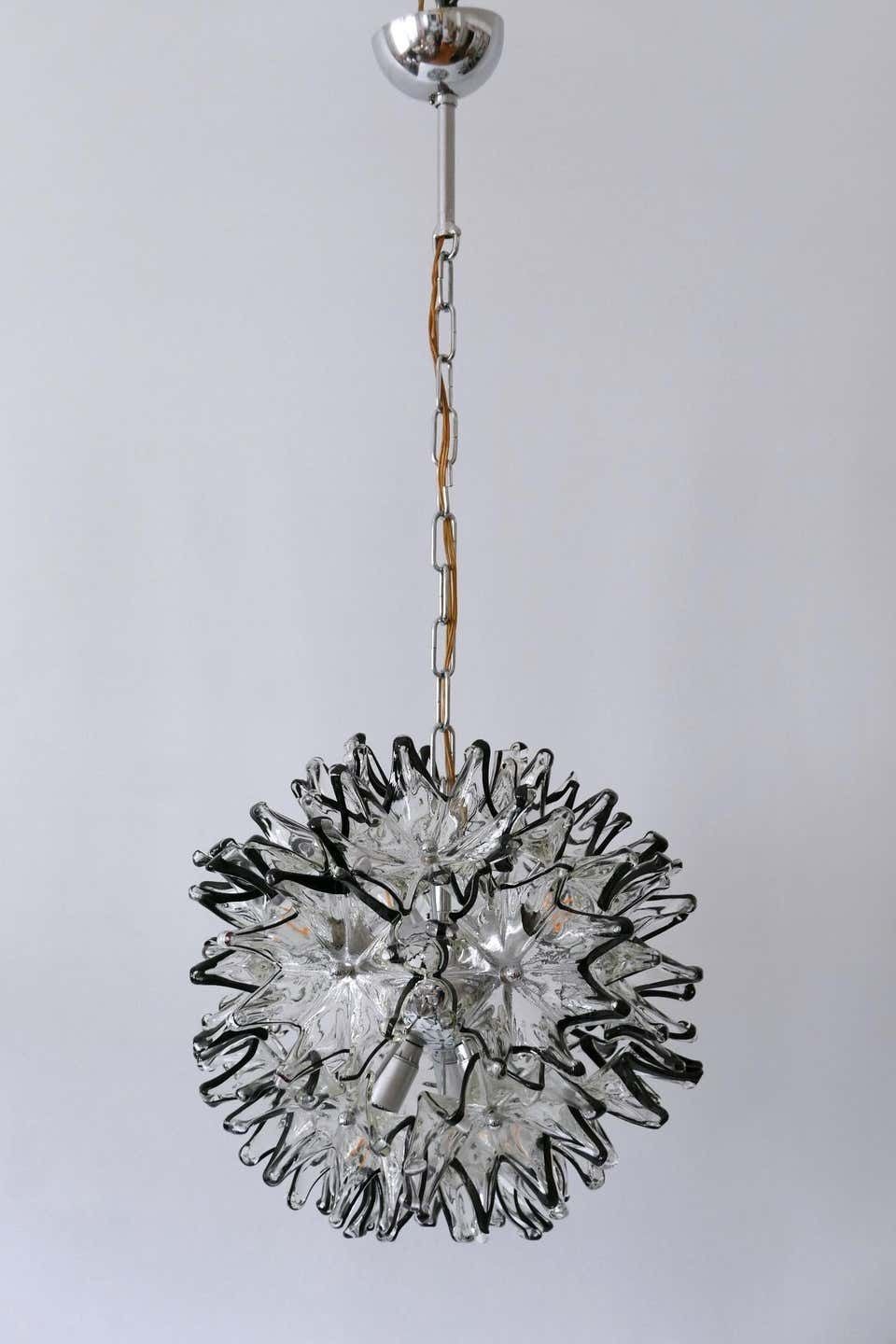 Mid Century Modern 6 Flamed Chandelier Or Pendant Lamp Dandelion 1960s Italy photo for sale