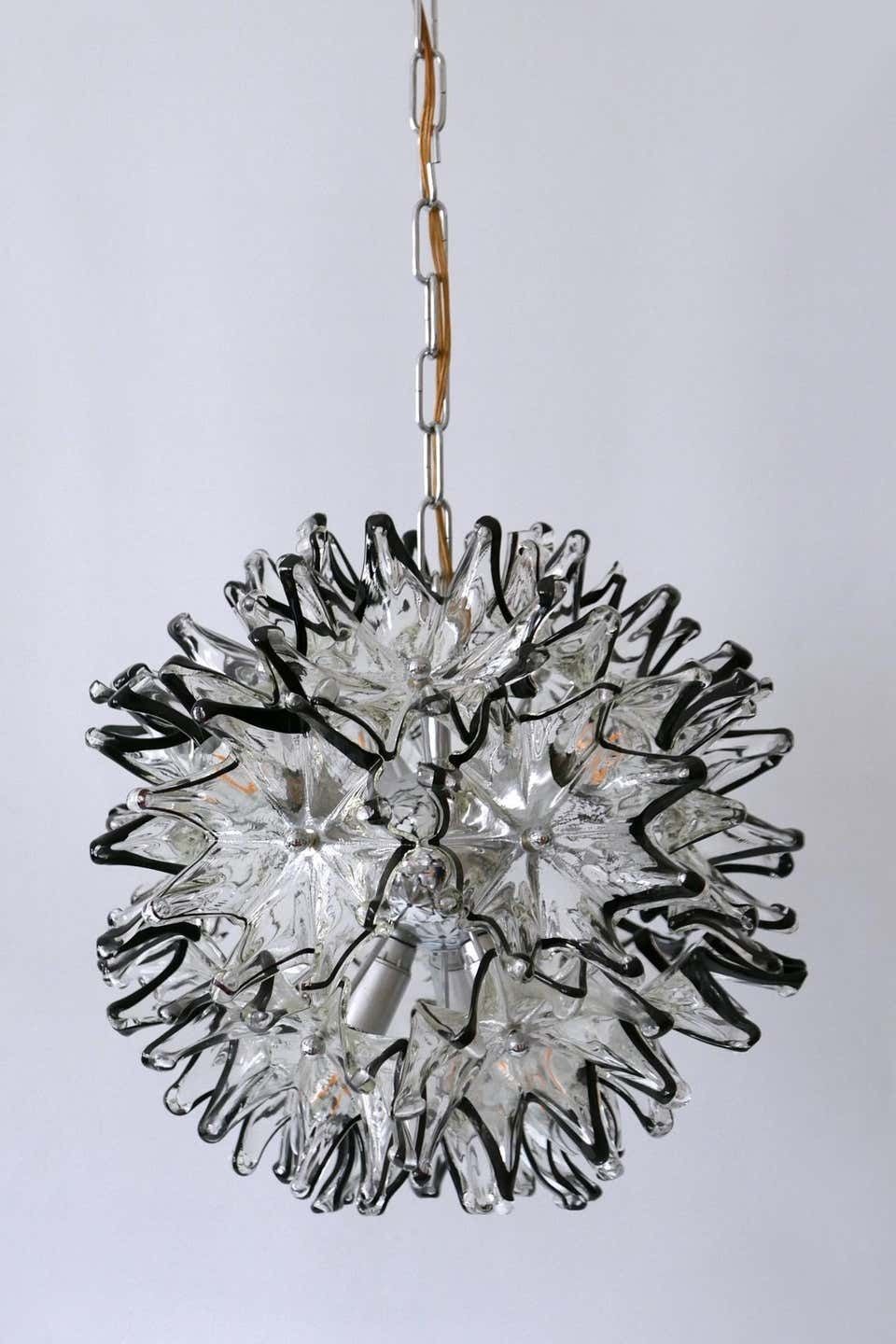 photo for sale Mid Century Modern 6 Flamed Chandelier Or Pendant Lamp Dandelion 1960s Italy