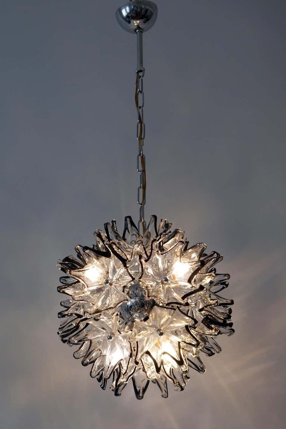 2452.0 Mid Century Modern 6 Flamed Chandelier Or Pendant Lamp Dandelion 1960s Italy photo