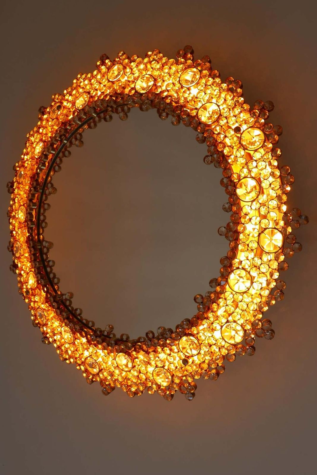 photo buy Gorgeous Gilt Brass & Crystal Glass Backlit Wall Mirror By Palwa, Germany, 1970s