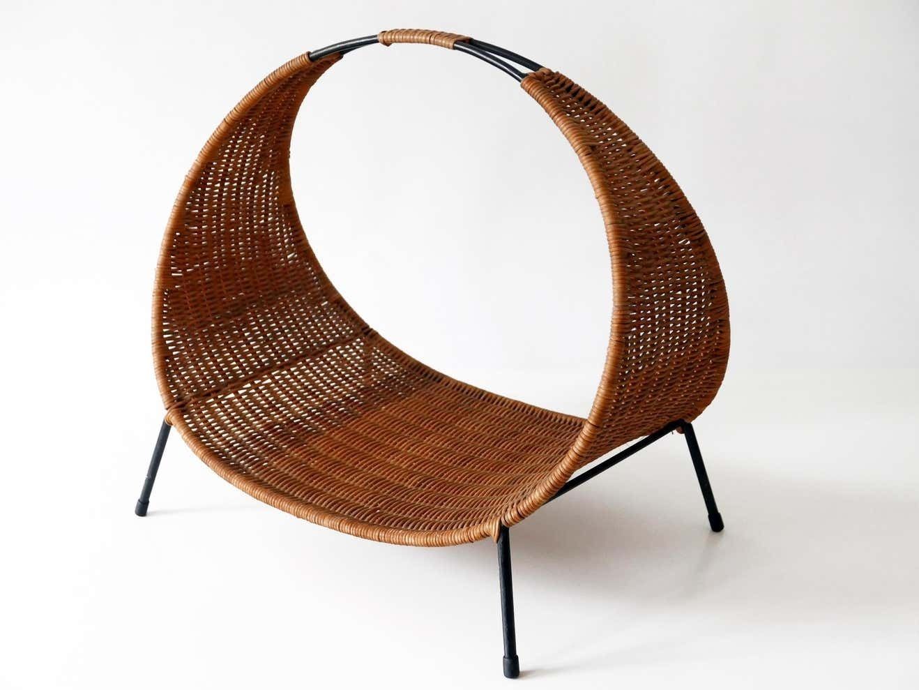 Exceptional Large Mid Century Modern Wicker Magazine Rack Or Stand, 1960s, Italy photo furniture