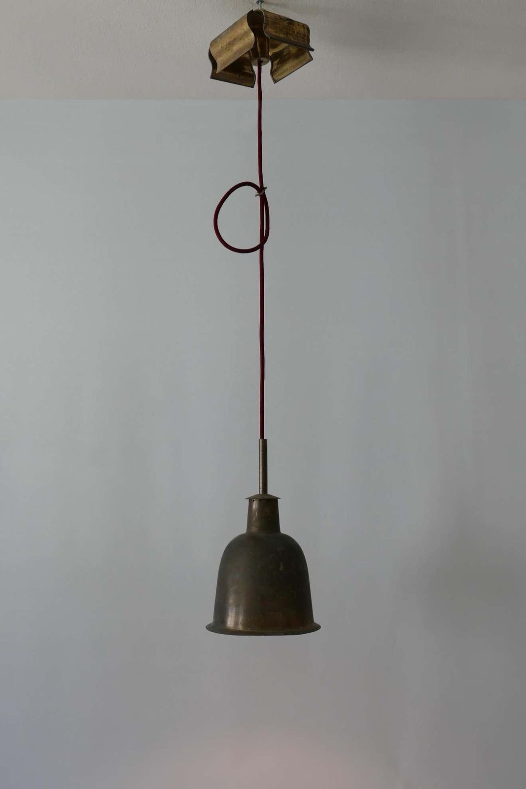 Rare & Elegant Mid Century Modern Brass Church Pendant Lamp, Germany, 1950s photo vinterior