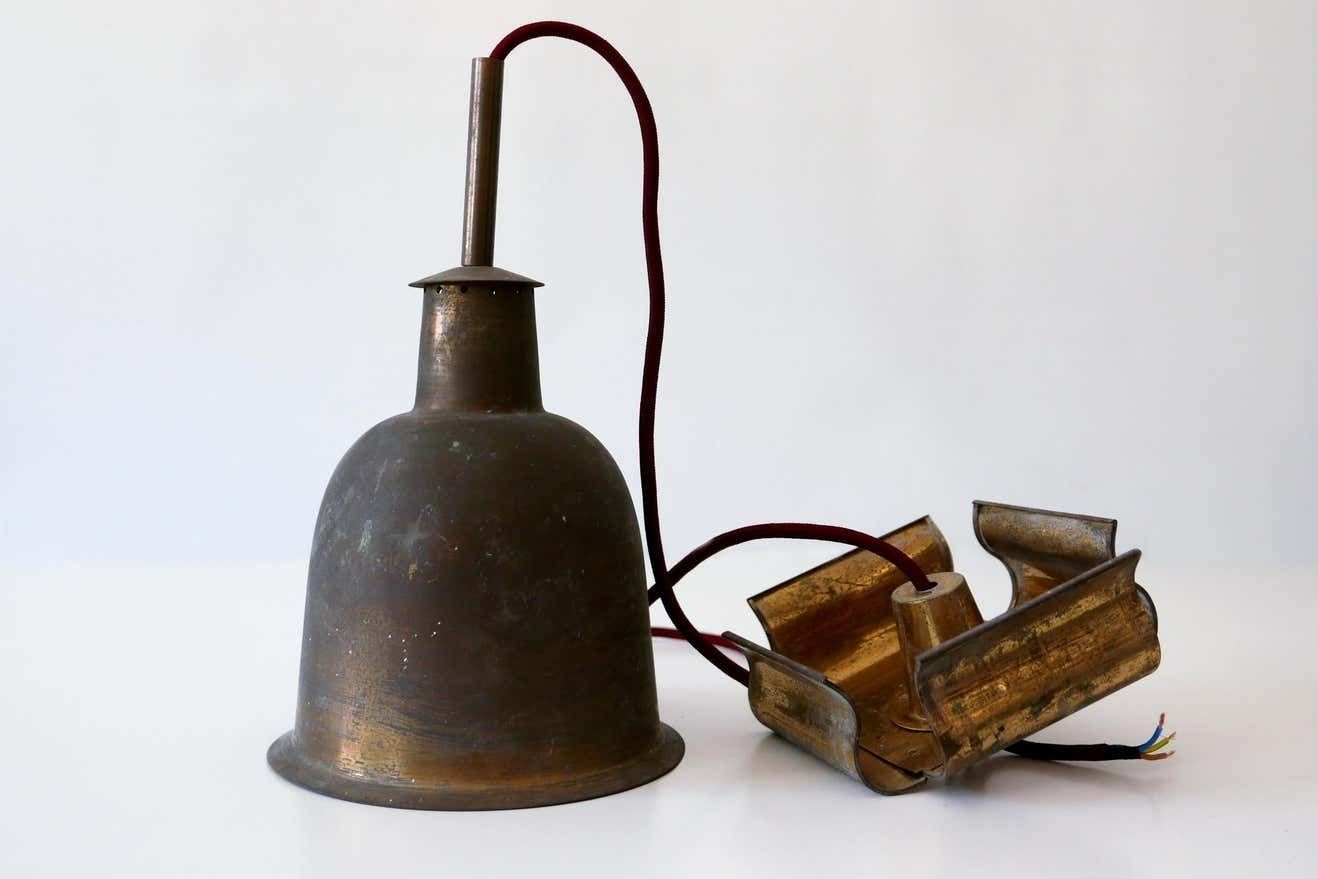 photo vintage Rare & Elegant Mid Century Modern Brass Church Pendant Lamp, Germany, 1950s