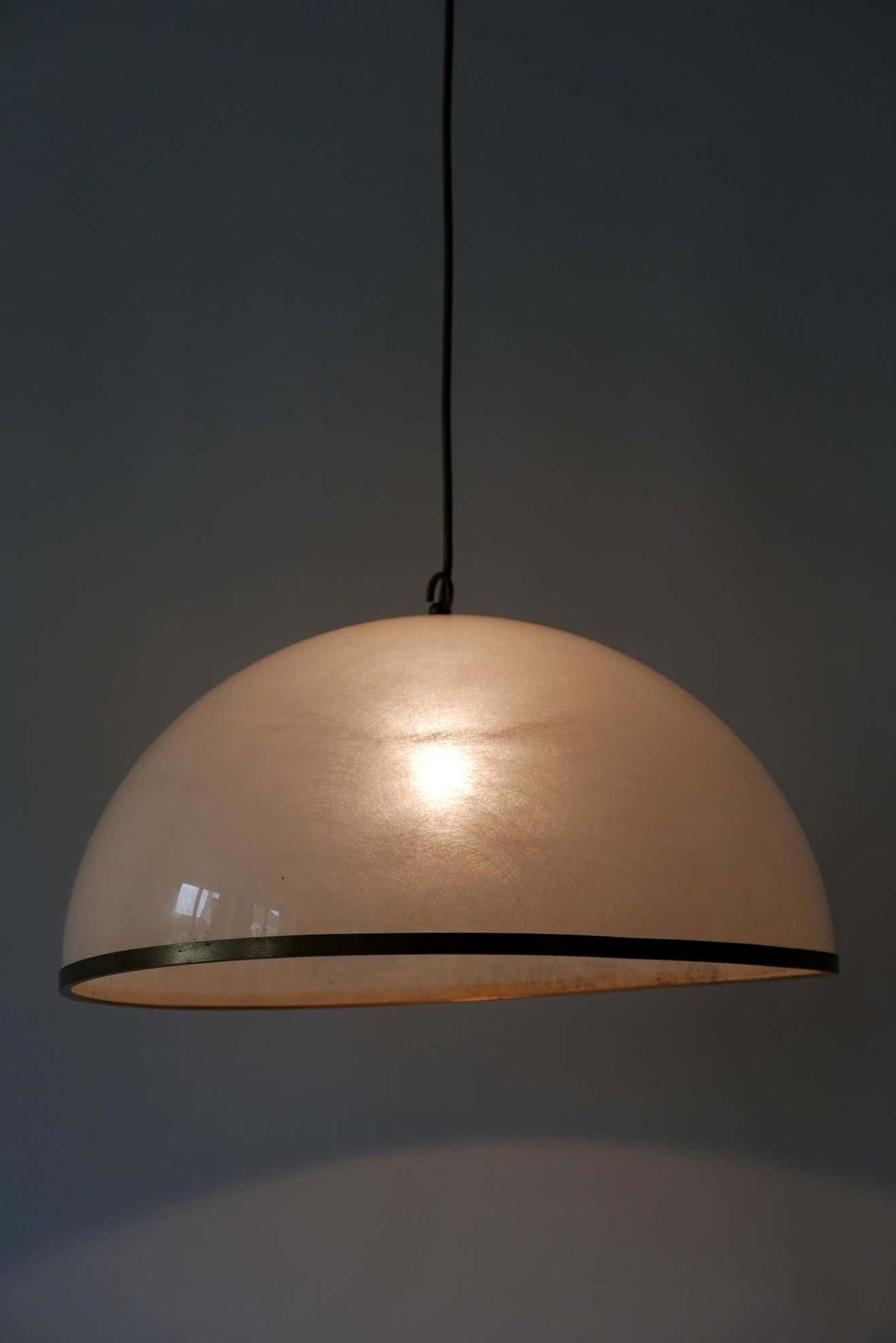 Lighting Elegant Mid Century Modern Textured Lucite Pendant Lamp Or Hanging Light, 1970s photo