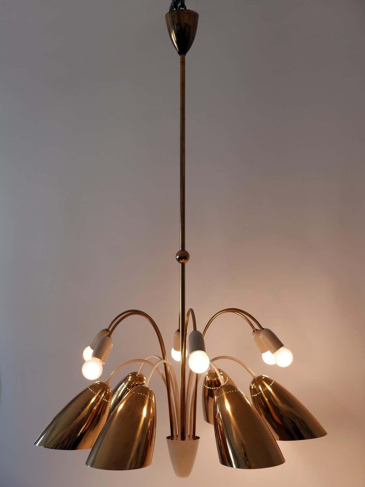 Rare Large 12 Armed Sputnik Chandelier Or Pendant Lamp By Vereinigte Werkstätten photo for sale