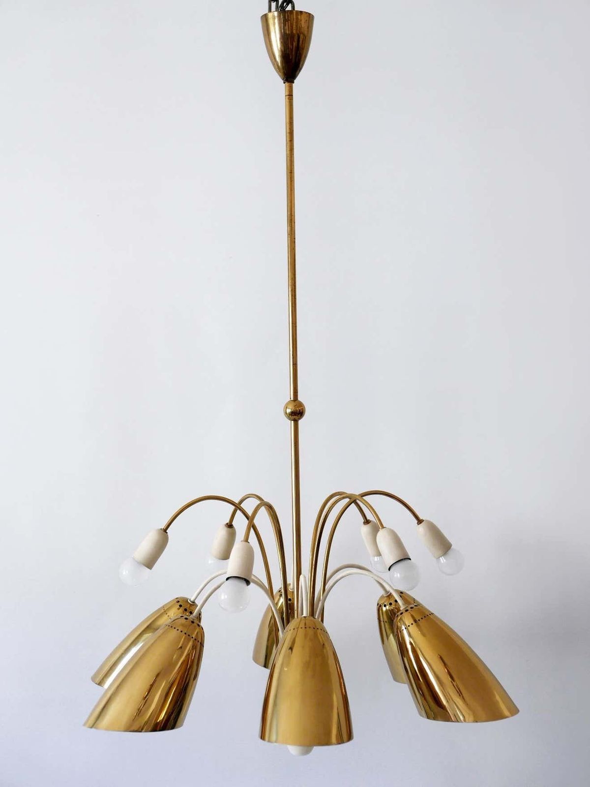 Rare Large 12 Armed Sputnik Chandelier Or Pendant Lamp By Vereinigte Werkstätten photo vintage