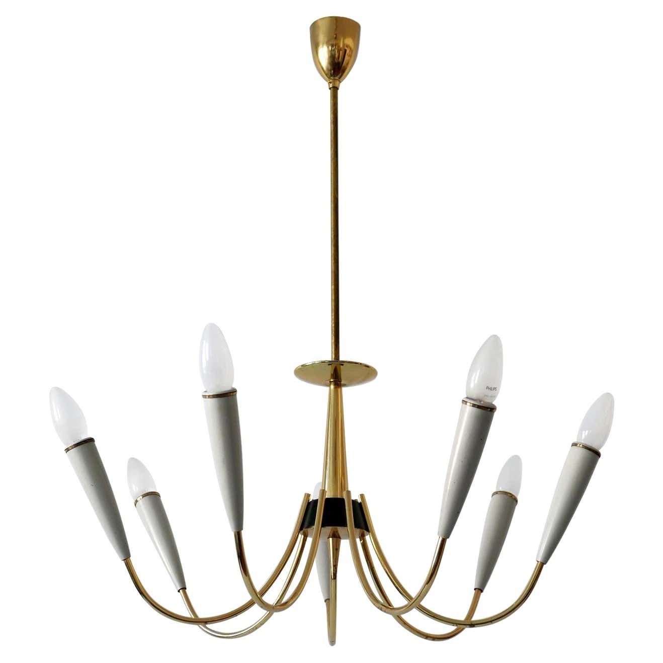 Mid Century Modern Seven Flamed Sputnik Pendant Lamp Or Chandelier Germany 1950s