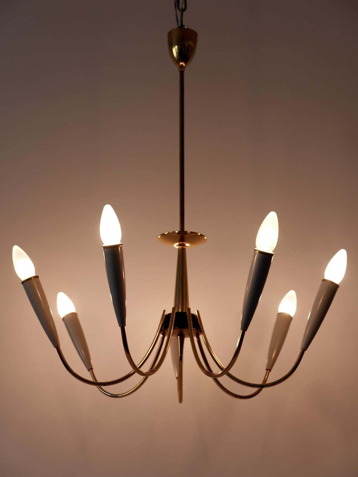 Mid Century Modern Seven Flamed Sputnik Pendant Lamp Or Chandelier Germany 1950s photo furniture