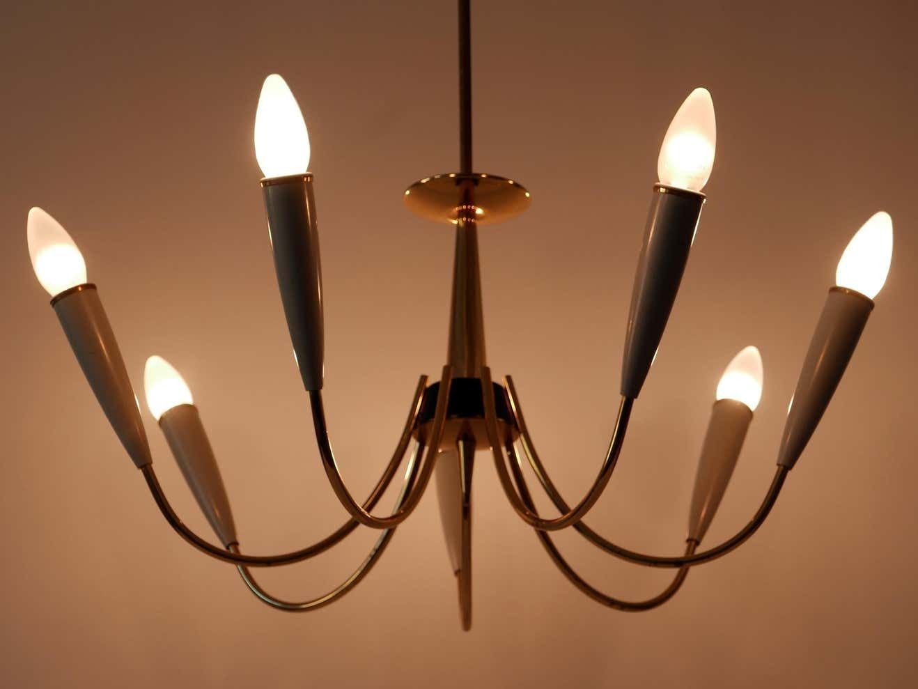 Mid Century Modern Seven Flamed Sputnik Pendant Lamp Or Chandelier Germany 1950s photo vinterior