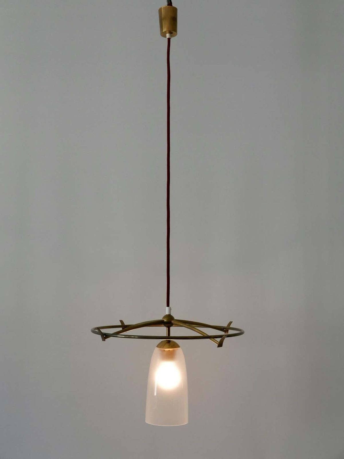 Minimalistic Mid Century Modern Brass & Glass Ufo Pendant Lamp Germany, 1950s photo 3494.0