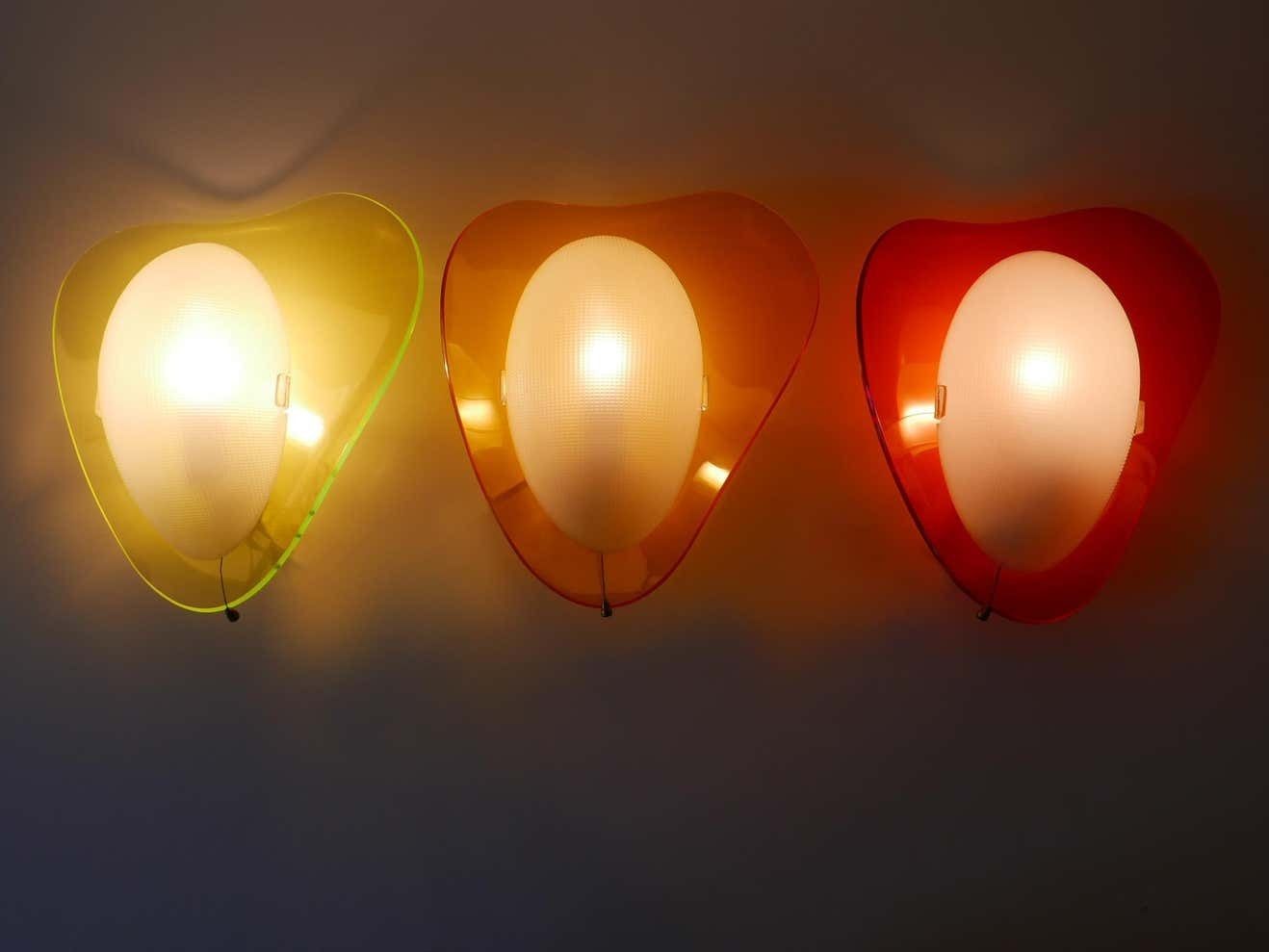 Set Of Three Rare Mid Century Modern Lucite Sconces ''Candies'' 1960s Germany photo vinterior