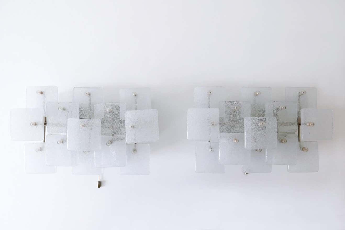 Set Of Two Midcentury Ice Glass Wall Lamps Or Sconces By Kalmar Franken, 1960s photo furniture