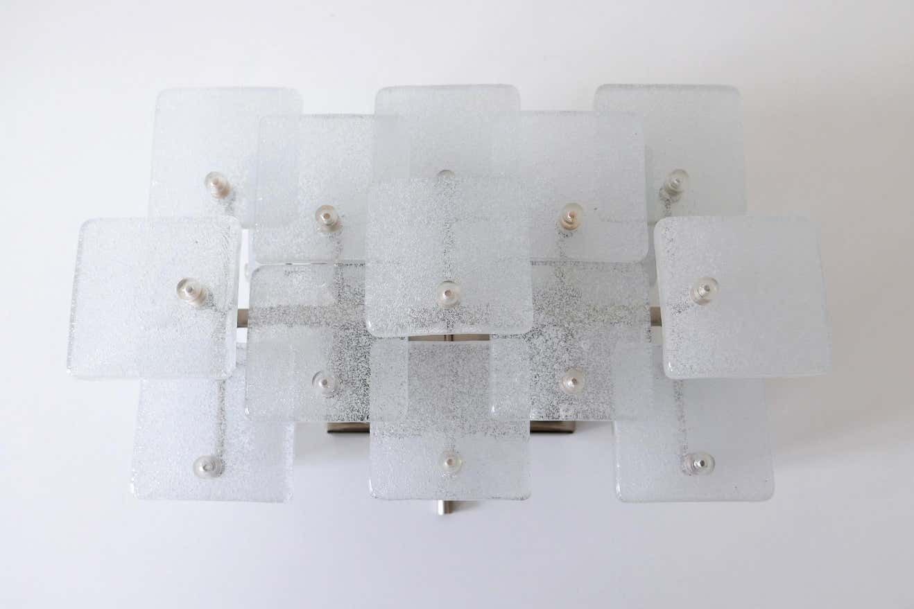 Set Of Two Midcentury Ice Glass Wall Lamps Or Sconces By Kalmar Franken, 1960s photo Lighting