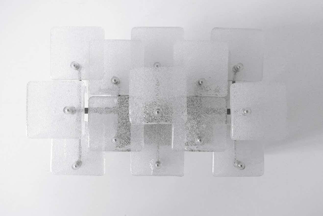Set Of Two Midcentury Ice Glass Wall Lamps Or Sconces By Kalmar Franken, 1960s photo 2950.0