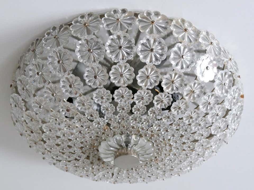 Lovely Mid Century Modern Glass Flower Flush Mount Or Sconce By H. Richter 1950s photo for sale